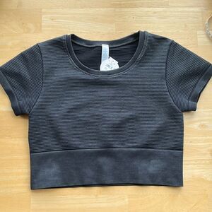 NWT AERIE Scoop Neck Cropped Ribbed Scuba Tee Medium